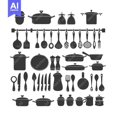 Aset premium populer: A Set of Kitchen Utensils and Pots and Pans