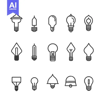 Aset desain premium: A Set of Light Bulb Icons in Various Shapes
