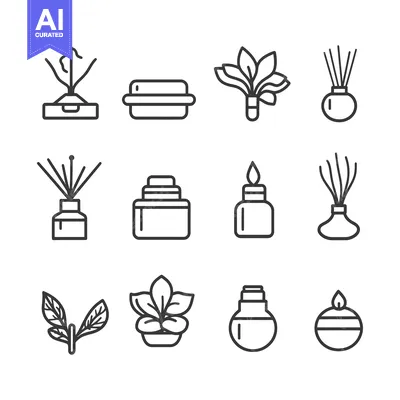 Aset premium populer: A Set of Line Art Icons Depicting Different Types of Air Fresheners