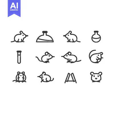 Aset desain premium: A Set of Line Art Mouse Icons for Lab Experiments