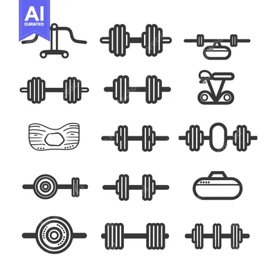 A Set of Line Drawings Depicting Gym Equipment