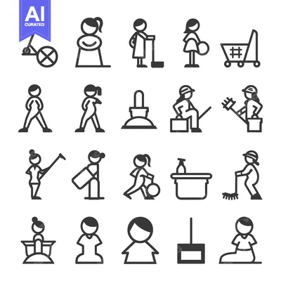 Popular premium asset: A Set of Line Drawings Depicting Stick Figures Engaging in Various Act
