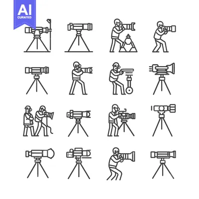 Aset premium populer: A Set of Line Drawings Illustrating Different Styles of Photography