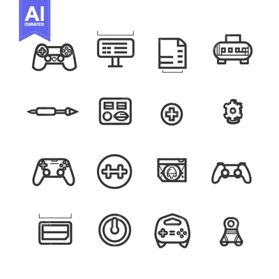 A Set of Line Drawings of Video Game Icons
