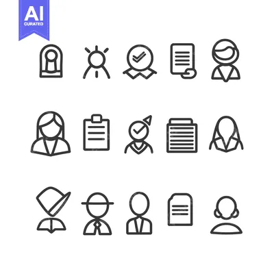 Aset premium populer: A Set of Line Icons Depicting Different Professions