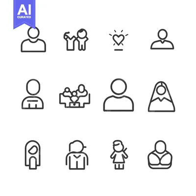 Popular premium asset: A Set of Line Icons Depicting Different Types of People