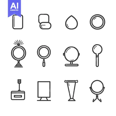 Popular premium asset: A Set of Line Icons Depicting Various Types of Mirrors