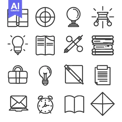 Aset desain premium: A Set of Line Icons Representing Various Concepts Related to Education