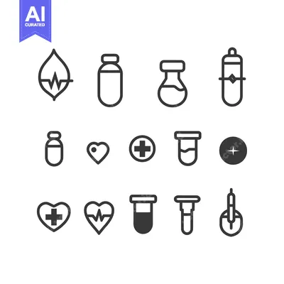 Premium design asset: A set of medical and healthcare icons in black and white