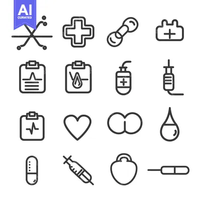 Premium design asset: A Set of Medical Icons in Black and White