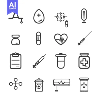 Aset desain premium: A Set of Medical Line Icons