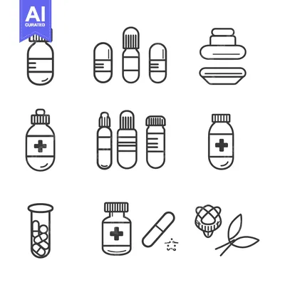 Popular premium asset: A Set of Medicine and Pharmacy Related Line Icons