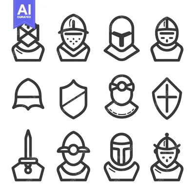 A Set of Medieval Knight and Shield Icons
