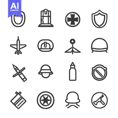 Popular premium asset: A Set of Military Related Line Icons