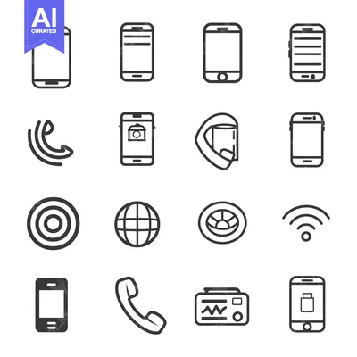 Aset desain premium: A Set of Modern Cell Phone and Communication Icons