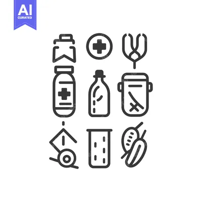 Premium design asset: A Set of Nine Black and White Medical Icons
