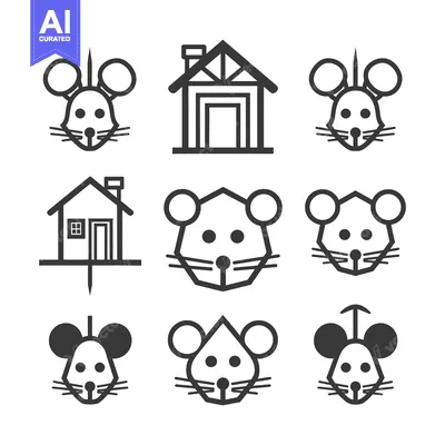 Aset premium populer: A Set of Nine Black and White Mouse and House Icons
