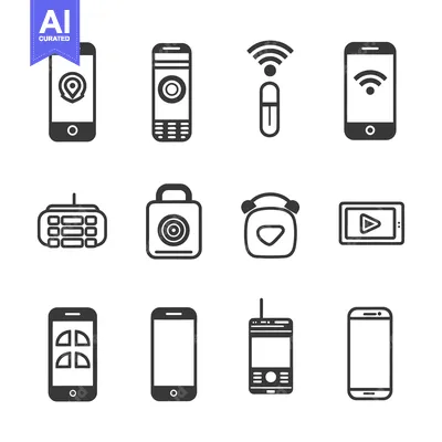 Premium design asset: A Set of Nine Black and White Smartphone Icons