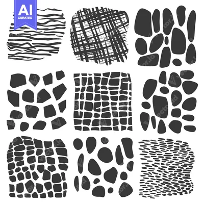 Aset premium populer: A Set of Nine Hand-Drawn Abstract Patterns with Irregular Shapes