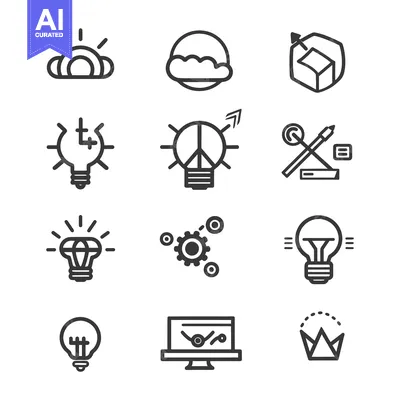 Popular premium asset: A Set of Nine Line Drawings Depicting Innovation Concepts