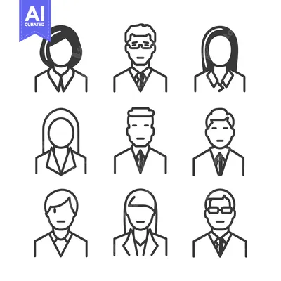 Premium design asset: A Set of Nine Line Drawings of Business People