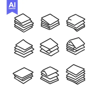 Popular premium asset: A Set of Nine Line Drawings of Stacked Papers