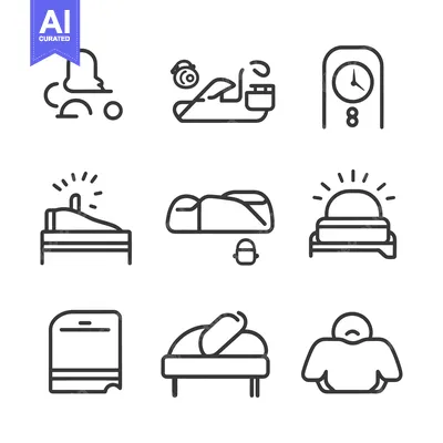 Aset desain premium: A Set of Nine Line Drawings Representing Sleep and Wakefulness