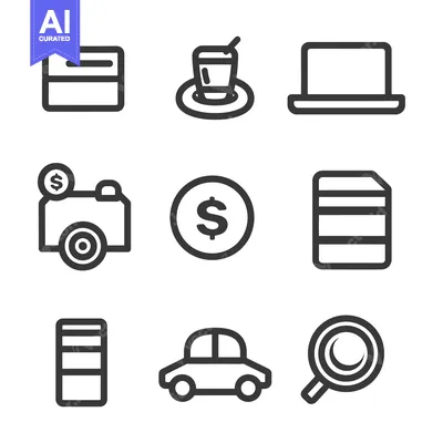 Popular premium asset: A set of nine line icons depicting various objects and concepts