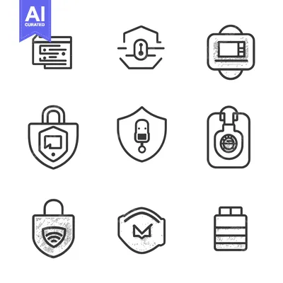 Aset premium populer: A Set of Nine Security and Protection Icons