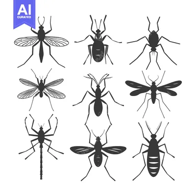 Aset premium populer: A Set of Nine Silhouettes of Mosquitoes