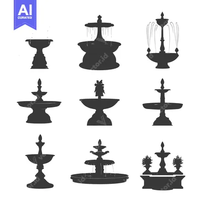 Popular premium asset: A Set of Nine Silhouettes of Ornamental Fountains