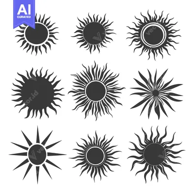 Popular premium asset: A Set of Nine Stylized Sun Illustrations with Different Ray Patterns