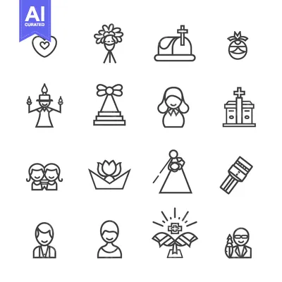 Aset premium populer: A Set of Religious Icons in a Line Art Style