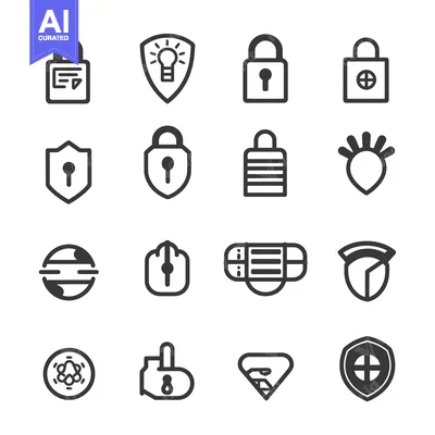 Premium design asset: A Set of Security and Protection Icons in Outline Style