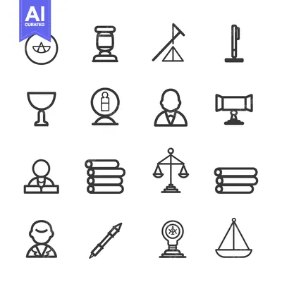 Aset desain premium: A Set of Simple Law and Justice Related Line Icons