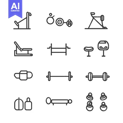 A Set of Simple Line Drawings of Fitness Equipment