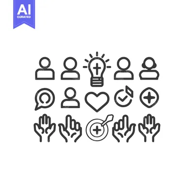 A Set of Simple Line Icons Depicting Christian Themed Concepts