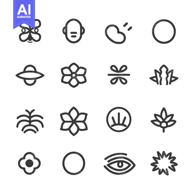 Aset premium populer: A Set of Sixteen Abstract Line Art Icons