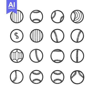 Aset premium populer: A Set of Sixteen Baseball Ball Line Icons