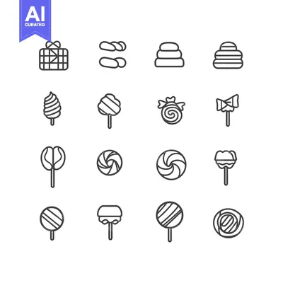 Aset premium populer: A Set of Sixteen Black and White Candy Icons