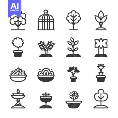 Premium design asset: A Set of Sixteen Black and White Line Drawings Depicting Various Types