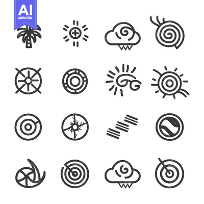 Aset premium populer: A Set of Sixteen Black and White Outline Icons