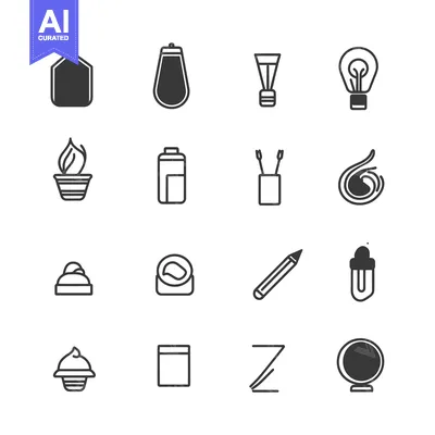 Aset desain premium: A Set of Sixteen Diverse Line Icons with Various Themes