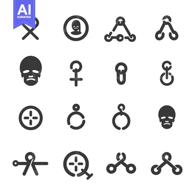 Aset desain premium: A Set of Sixteen Geometric Shapes and Symbols