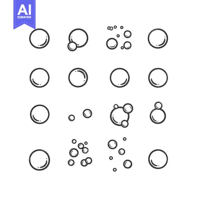 A Set of Sixteen Hand-Drawn Bubble Illustrations