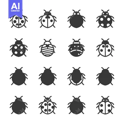 Aset premium populer: A Set of Sixteen Ladybug and Beetle Icons in Various Styles