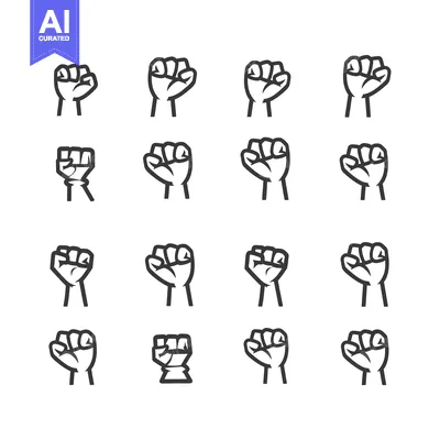 Aset premium populer: A Set of Sixteen Line Art Fist Icons