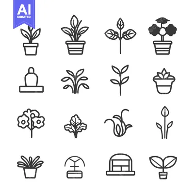Aset desain premium: A Set of Sixteen Line Art Illustrations Depicting Different Types of I