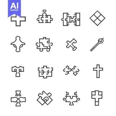 Popular premium asset: A Set of Sixteen Line Drawings of Crosses and Puzzles