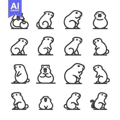 Popular premium asset: A Set of Sixteen Line Drawings of Groundhogs in Various Poses